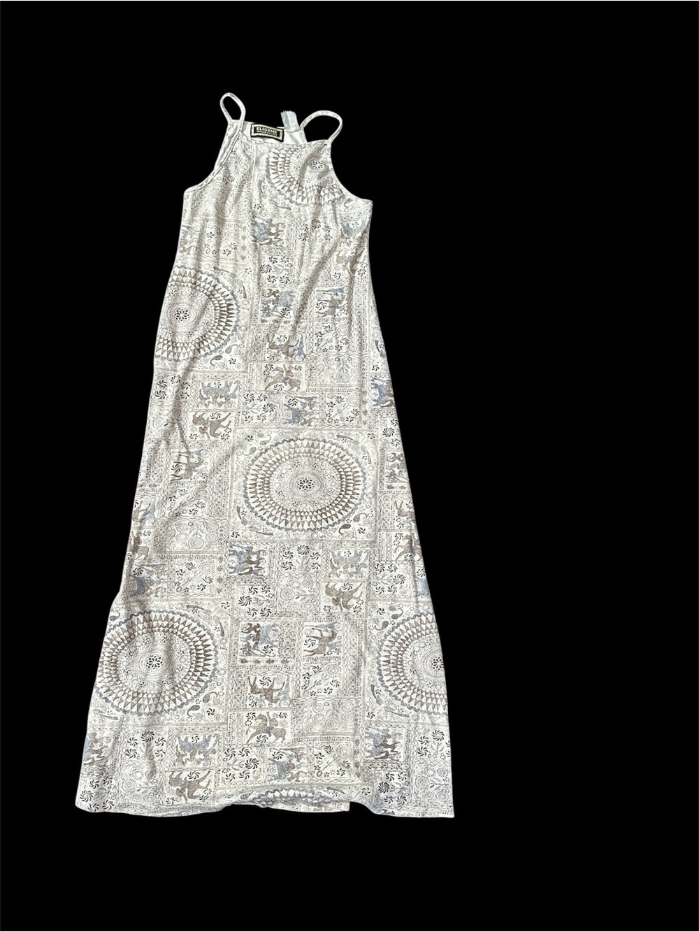 Tribal boho aztec paisley racerback maxi dress possibly M tag washed off sizing